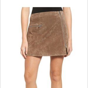 Blank NYC Suede Leather Zipper Mini Skirt